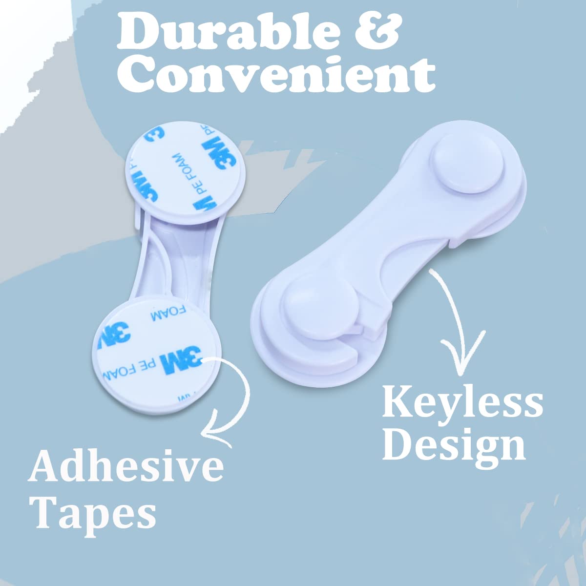 Cabinet Door Locks for Baby Proof and Child Safety, 4 Pack Cabinet Locks with Adhesive for Drawer Cupboards Fridge Closet and Pantry, Childproof Door Latch for Protecting Kids (White-4PCS)