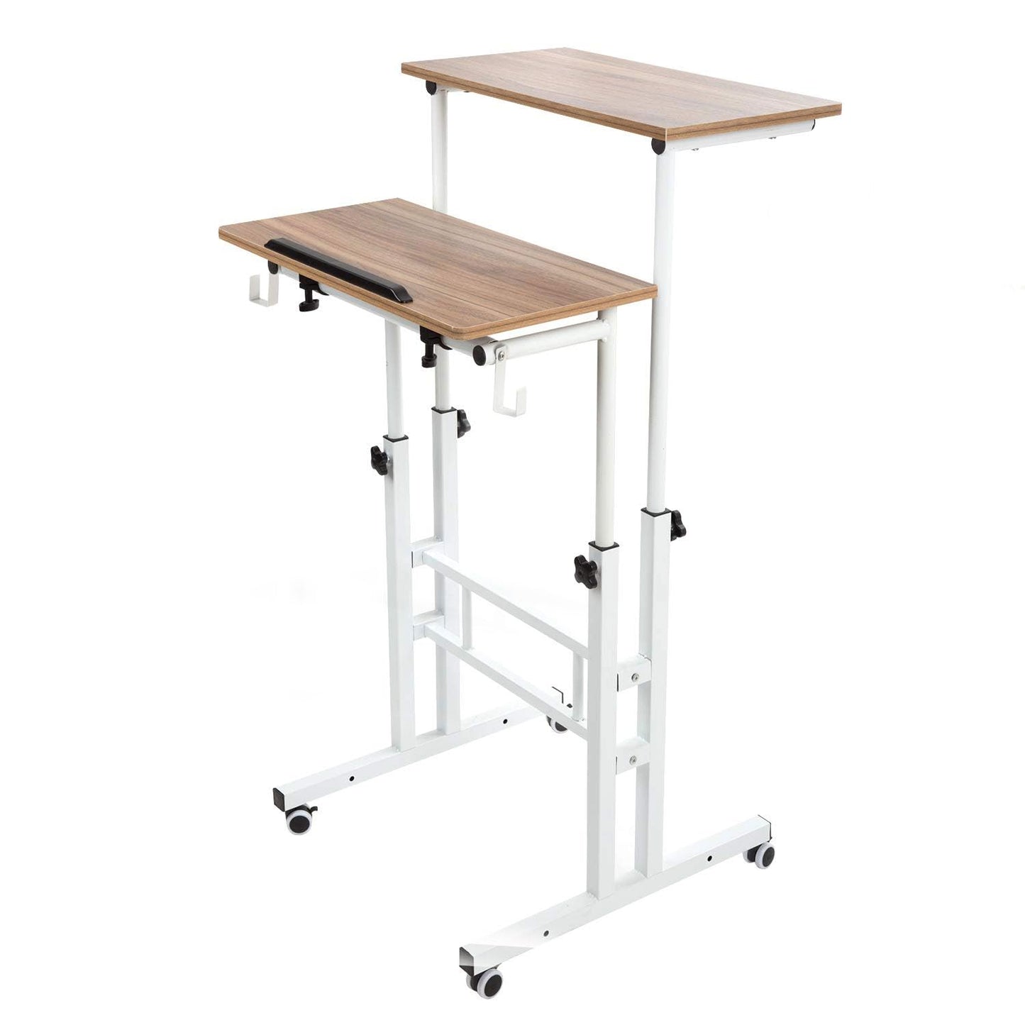 SIDUCAL Mobile Standing Desk, Portable Stand Up Desk, Small Adjustable Standing Desk Converter with Wheels Home Office Workstation, Rolling Desk Laptop Cart for Standing or Sitting, Black