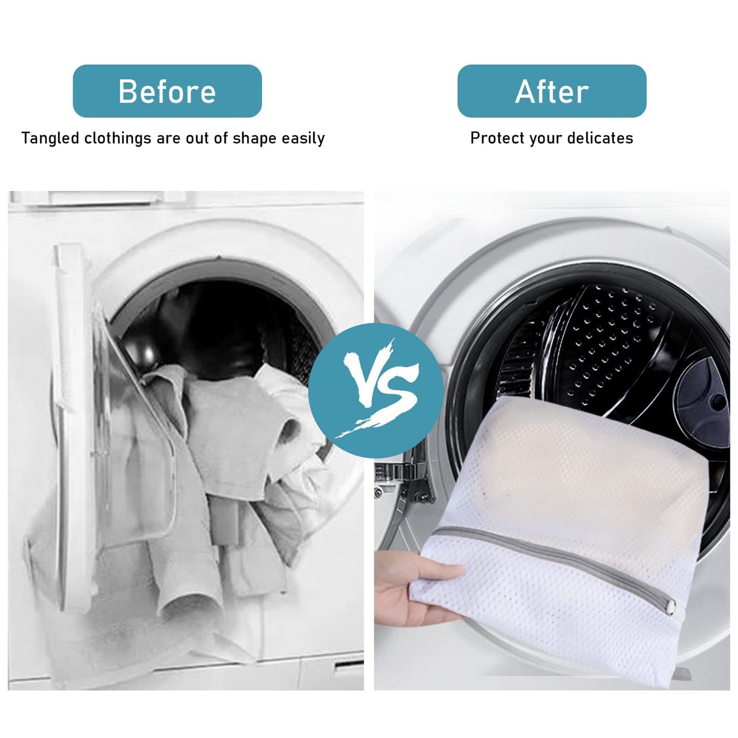 Polecasa Lead-free Premium Soft Fine Mesh Laundry Bags with Sturdy Zipper for Delicates - 2 Pack Jumbo Durable Laundry Wash Bags - Protect Clothes in Washing Machine - 24 x 24 Inches