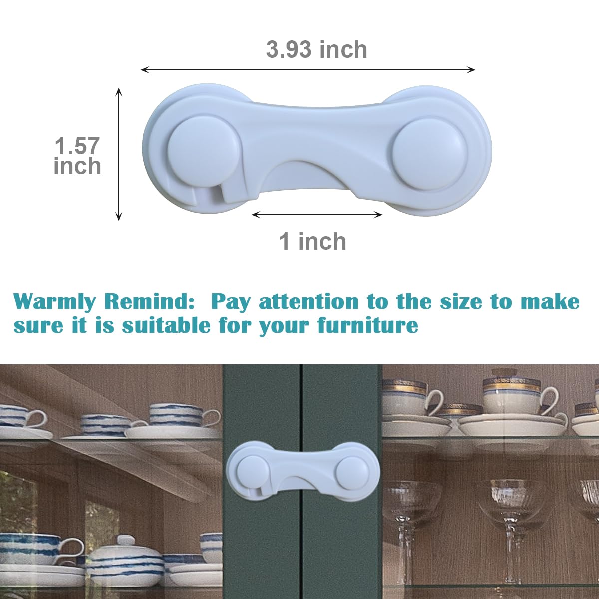 Cabinet Door Locks for Baby Proof and Child Safety, 4 Pack Cabinet Locks with Adhesive for Drawer Cupboards Fridge Closet and Pantry, Childproof Door Latch for Protecting Kids (White-4PCS)