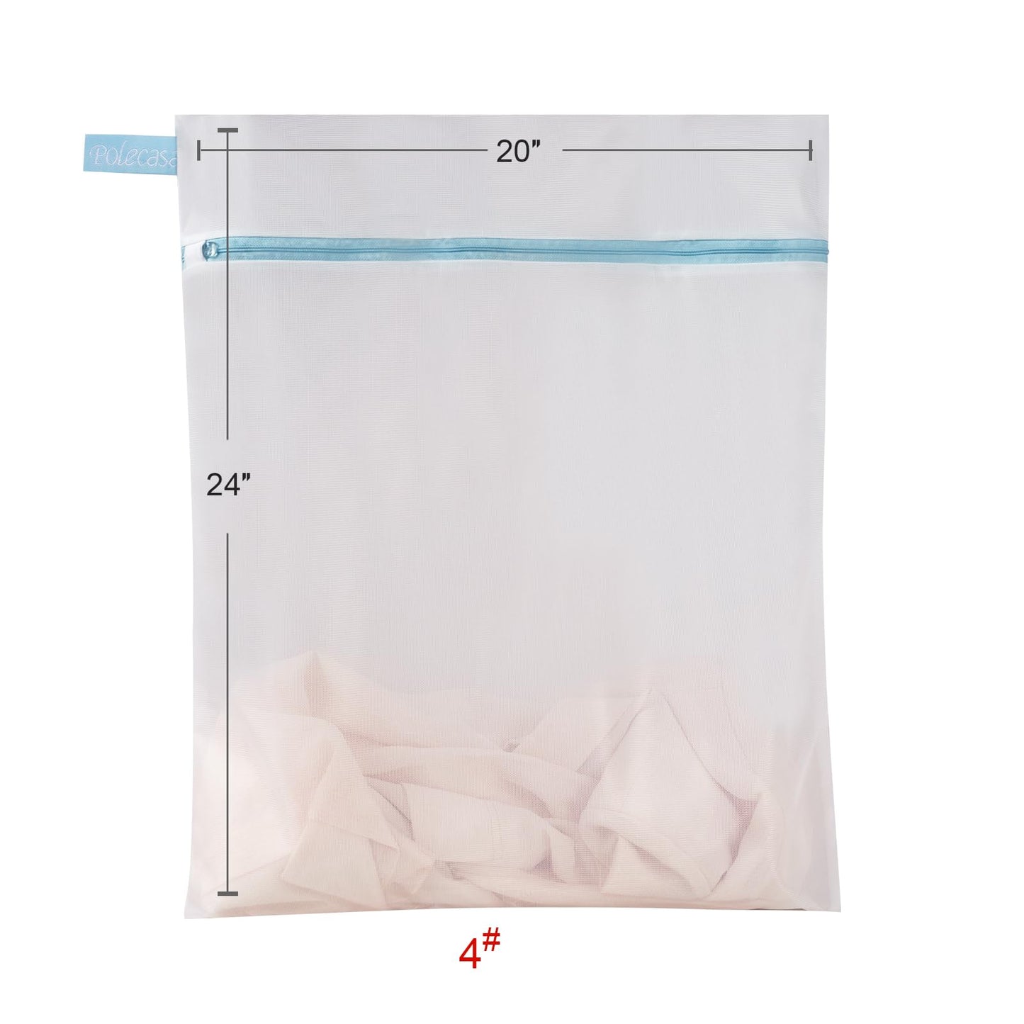 Polecasa Lead-free Premium Soft Fine Mesh Laundry Bags with Sturdy Zipper for Delicates - 2 Pack Jumbo Durable Laundry Wash Bags - Protect Clothes in Washing Machine - 24 x 24 Inches