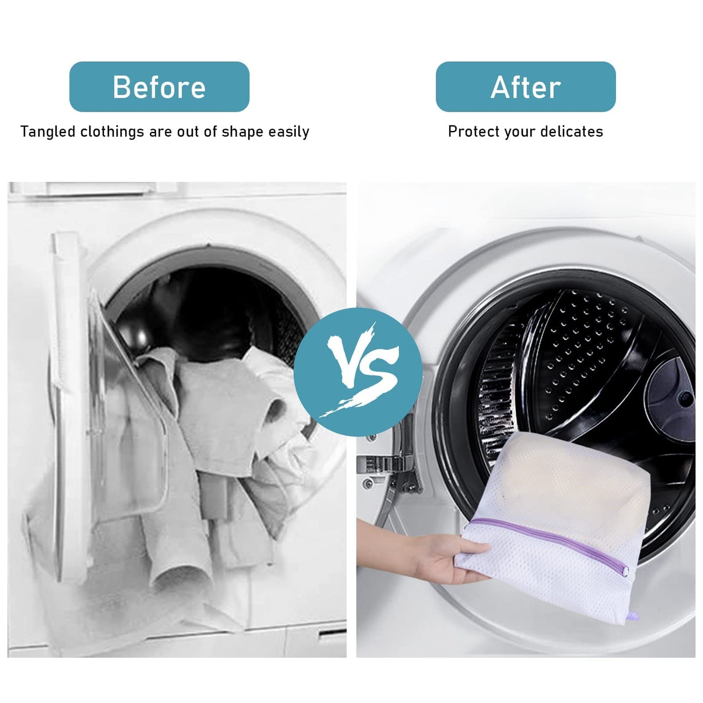 Polecasa Lead-free Premium Soft Fine Mesh Laundry Bags with Sturdy Zipper for Delicates - 2 Pack Jumbo Durable Laundry Wash Bags - Protect Clothes in Washing Machine - 24 x 24 Inches
