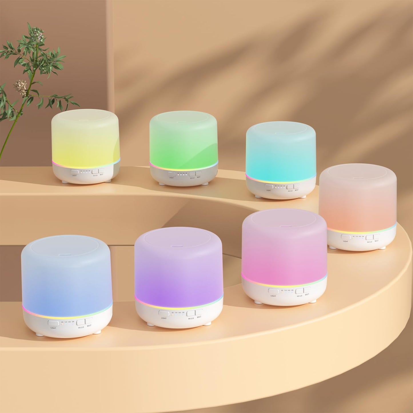 Aroma Diffusers 200ml Colorful Essential Oil Diffuser with Adjustable Mist Mode,Auto Off Aroma Diffuser for Bedroom/Office/Trip