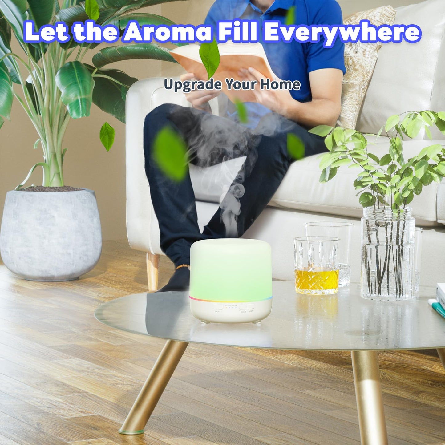 Aroma Diffusers 200ml Colorful Essential Oil Diffuser with Adjustable Mist Mode,Auto Off Aroma Diffuser for Bedroom/Office/Trip