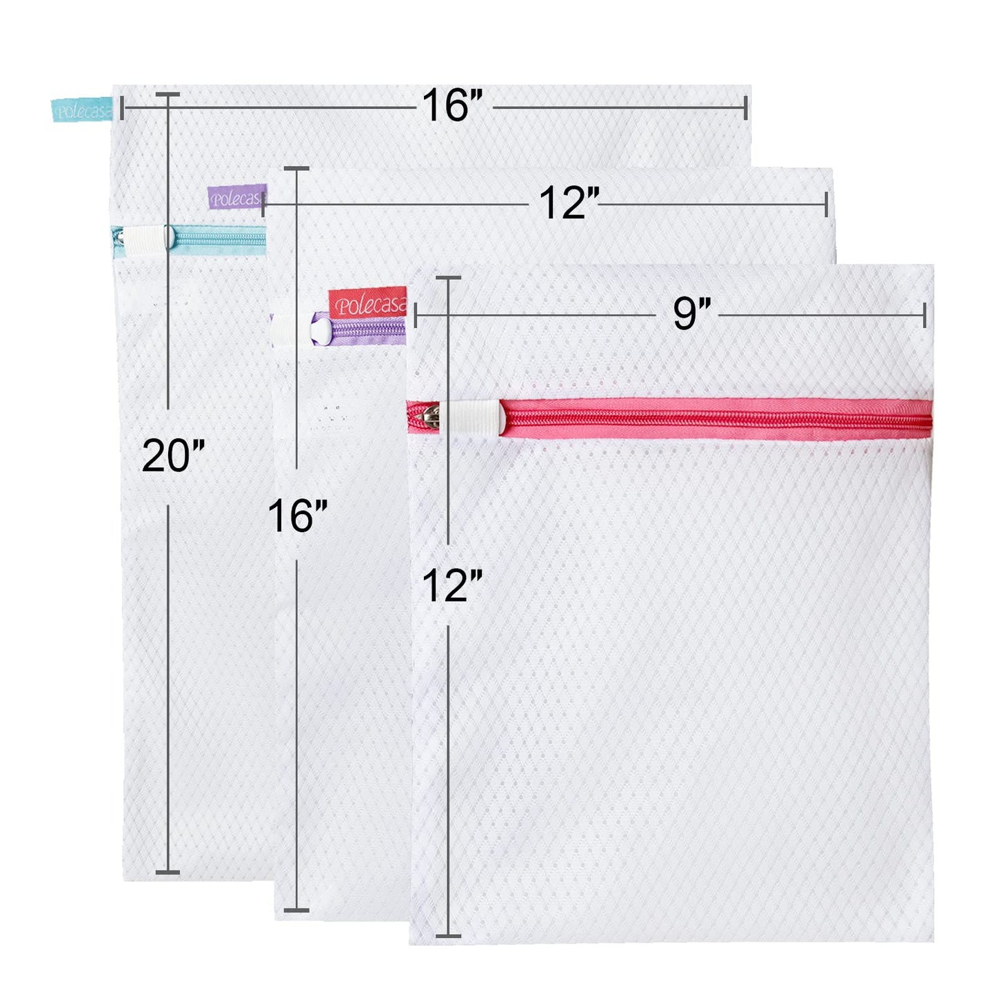 Polecasa Lead-free Premium Soft Fine Mesh Laundry Bags with Sturdy Zipper for Delicates - 2 Pack Jumbo Durable Laundry Wash Bags - Protect Clothes in Washing Machine - 24 x 24 Inches
