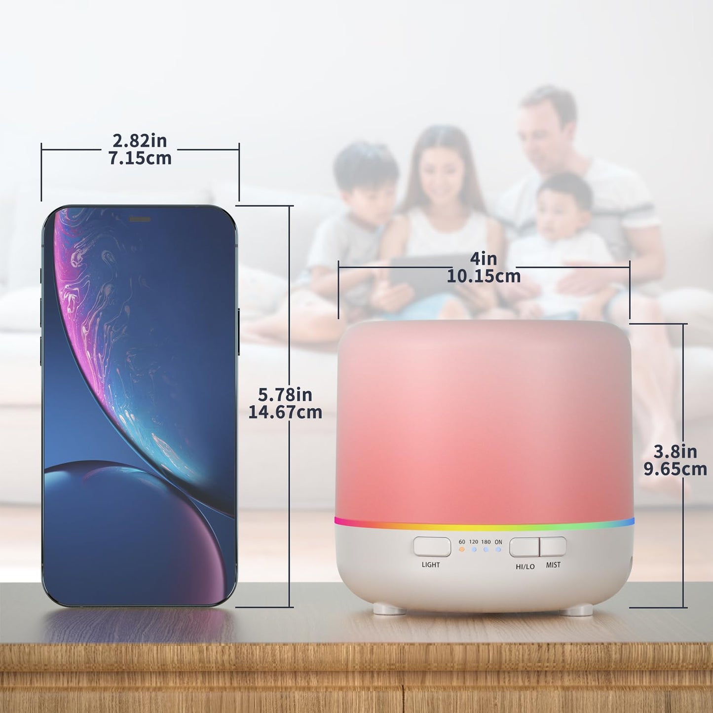 Aroma Diffusers 200ml Colorful Essential Oil Diffuser with Adjustable Mist Mode,Auto Off Aroma Diffuser for Bedroom/Office/Trip