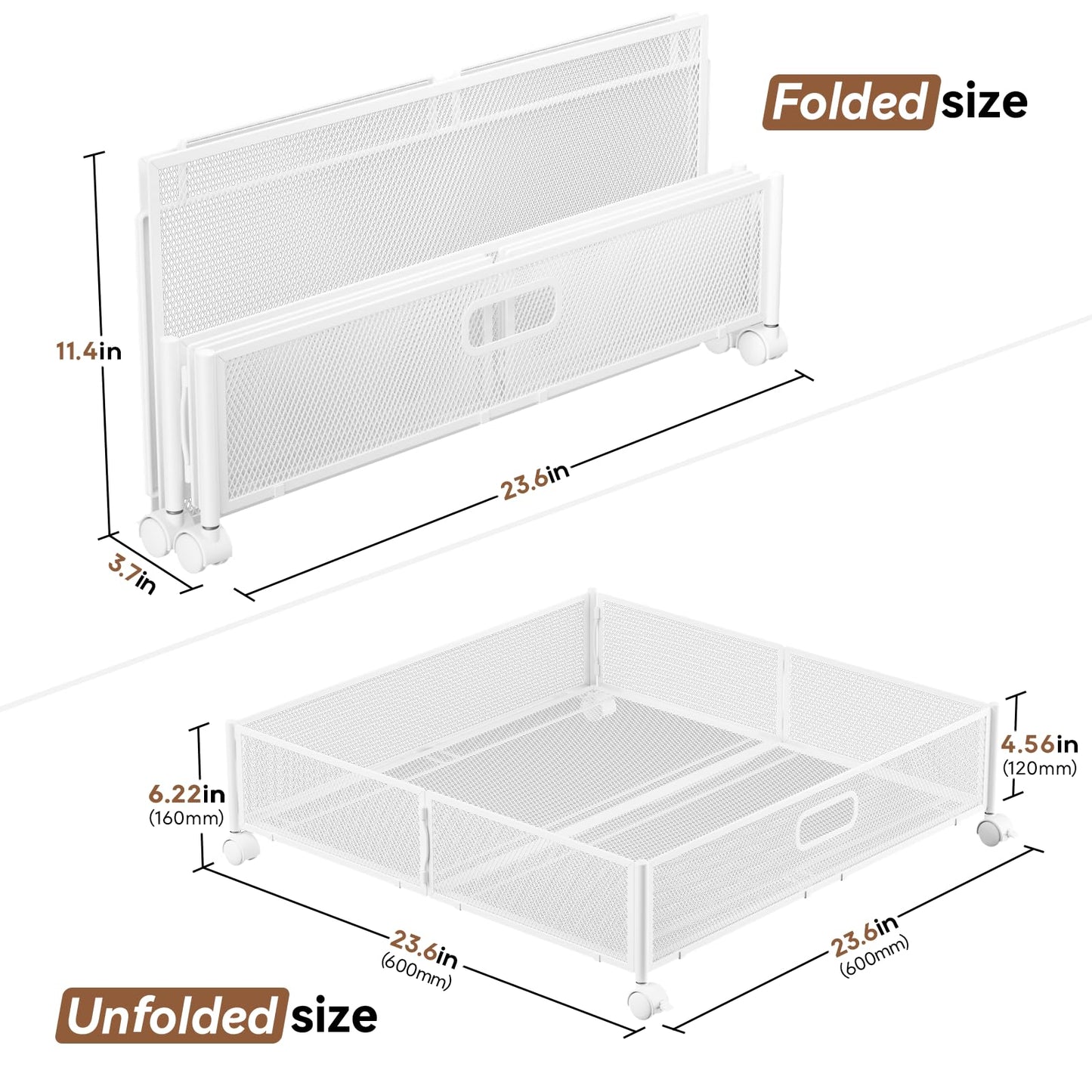 Under Bed Storage, Under the Bed Storage Containers with Wheels, Under Bed Shoe Storage Organizer Drawer, Tool-free Assembly Metal Underbed Storage Containers for Bedroom Clothes Shoes Blankets -2Pack