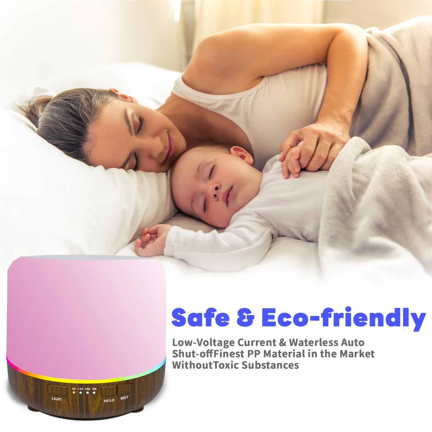 Aroma Diffusers 200ml Colorful Essential Oil Diffuser with Adjustable Mist Mode,Auto Off Aroma Diffuser for Bedroom/Office/Trip