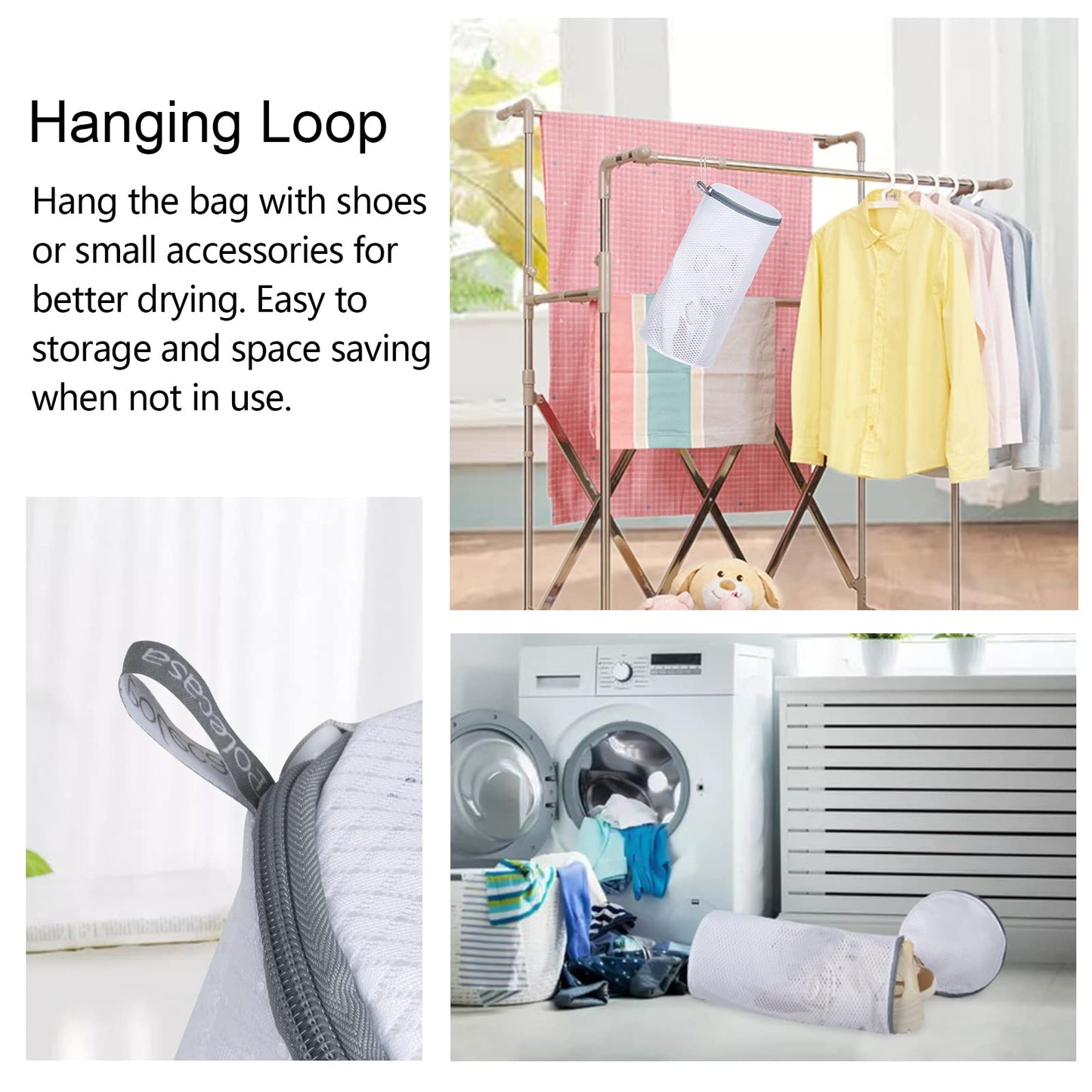 Polecasa Lead-free Premium Soft Fine Mesh Laundry Bags with Sturdy Zipper for Delicates - 2 Pack Jumbo Durable Laundry Wash Bags - Protect Clothes in Washing Machine - 24 x 24 Inches
