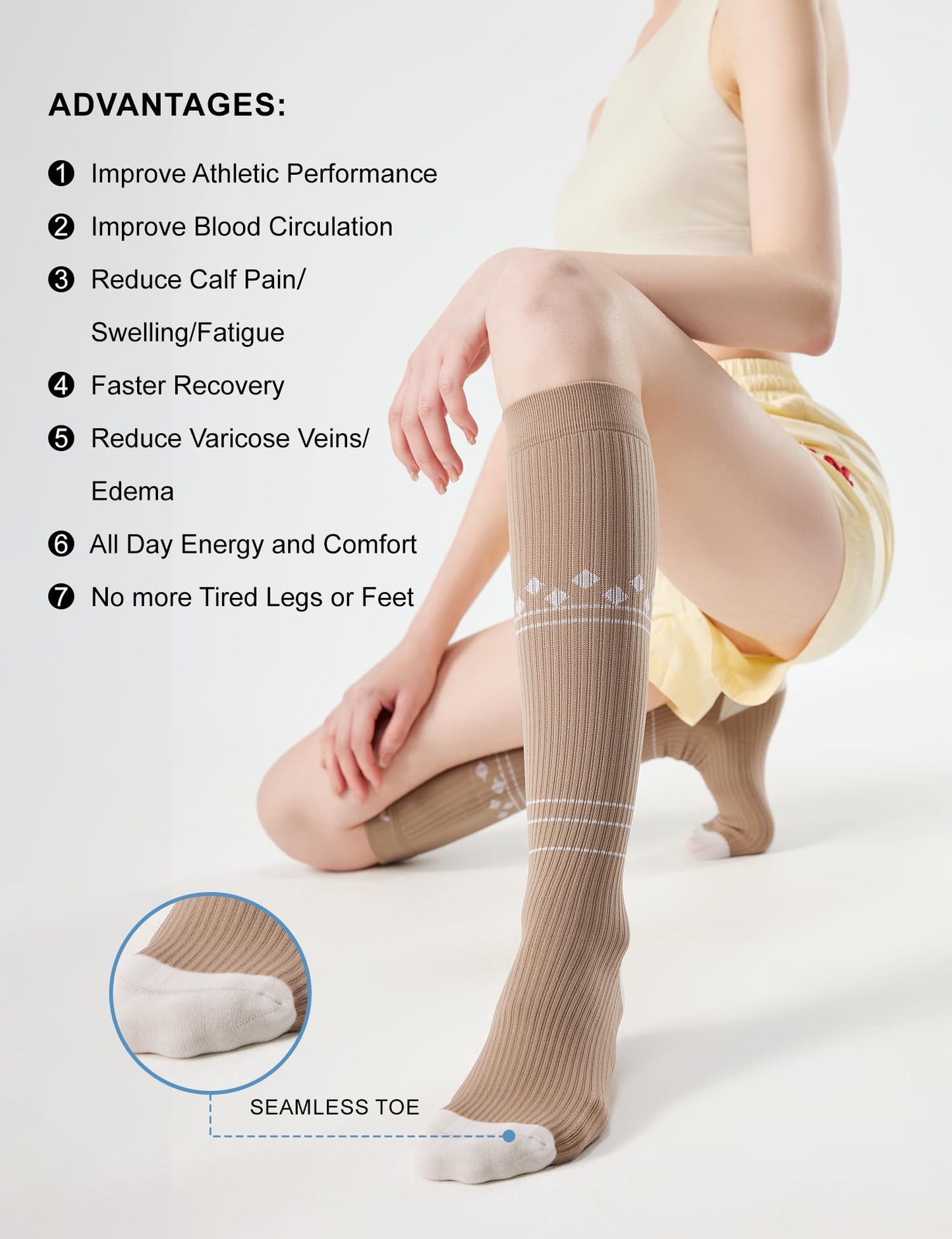 FITRELL 3 Pairs Compression Socks for Women and Men 20-30mmHg-Circulation Support Socks