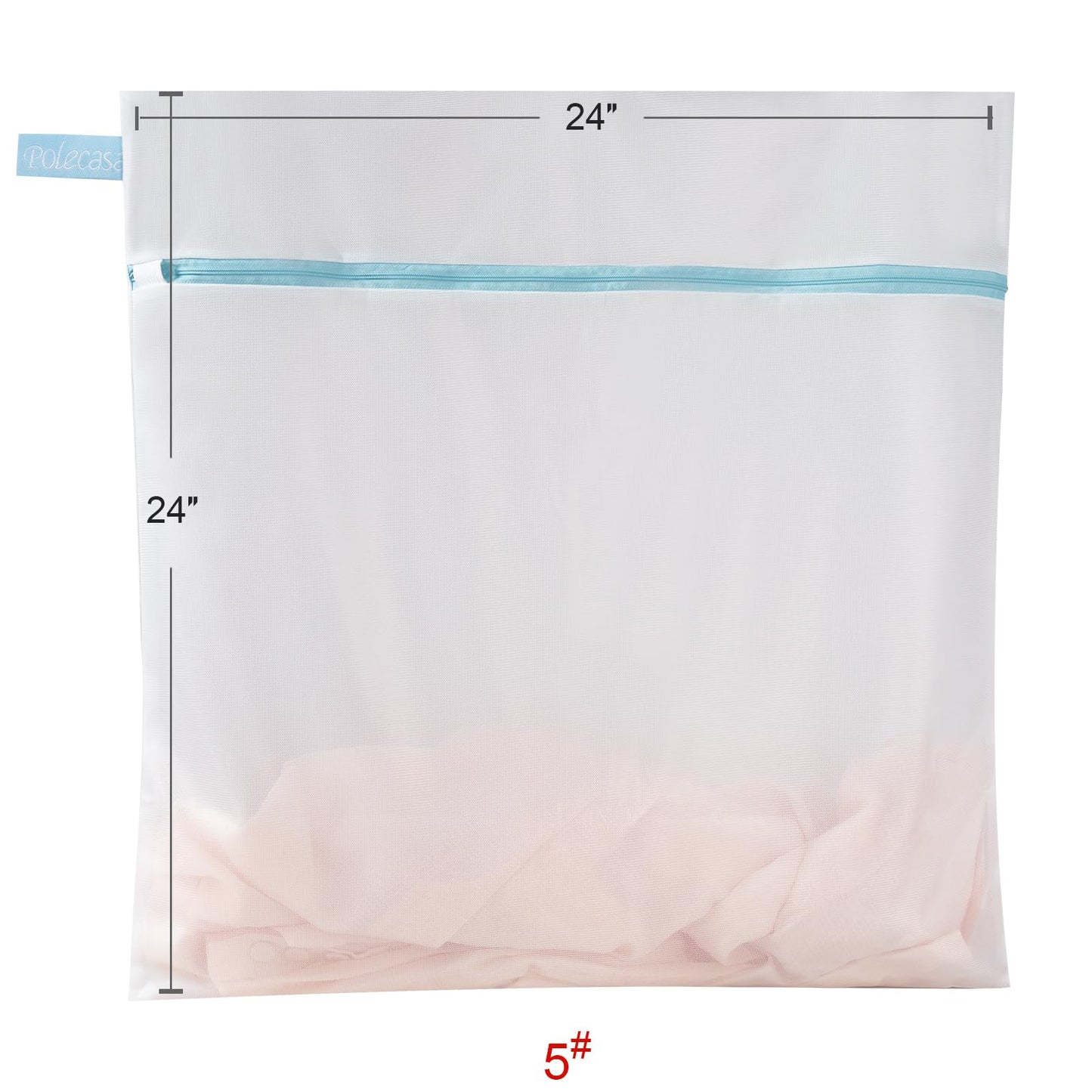 Polecasa Lead-free Premium Soft Fine Mesh Laundry Bags with Sturdy Zipper for Delicates - 2 Pack Jumbo Durable Laundry Wash Bags - Protect Clothes in Washing Machine - 24 x 24 Inches