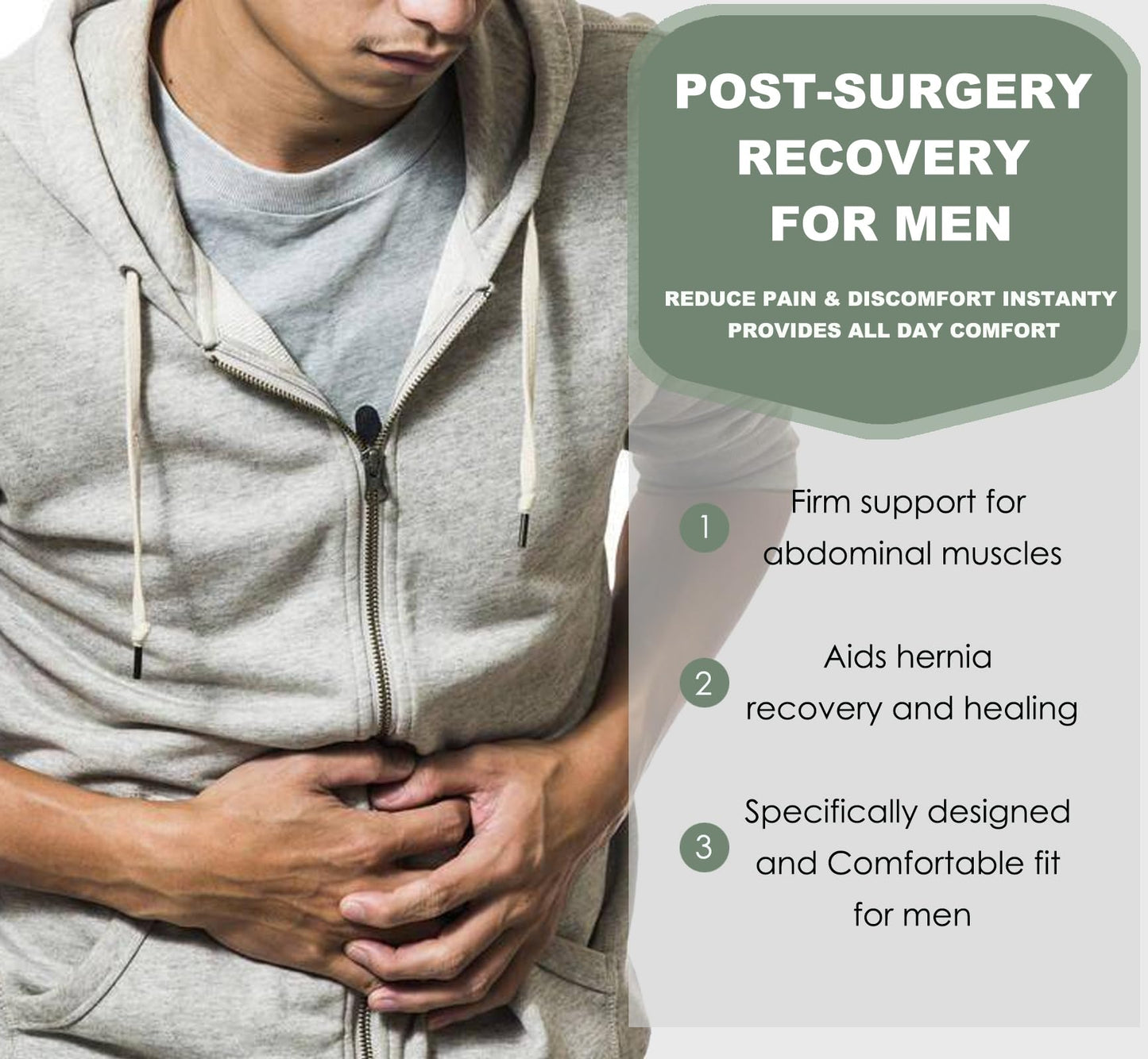 Abdominal Binder Post Surgery - Postpartum Belly Band Wrap | Post C Section Belly Binder Recovery Belt | Stomach Compression Hernia Belt For Men or Women After Pregnancy, Hysterectomy