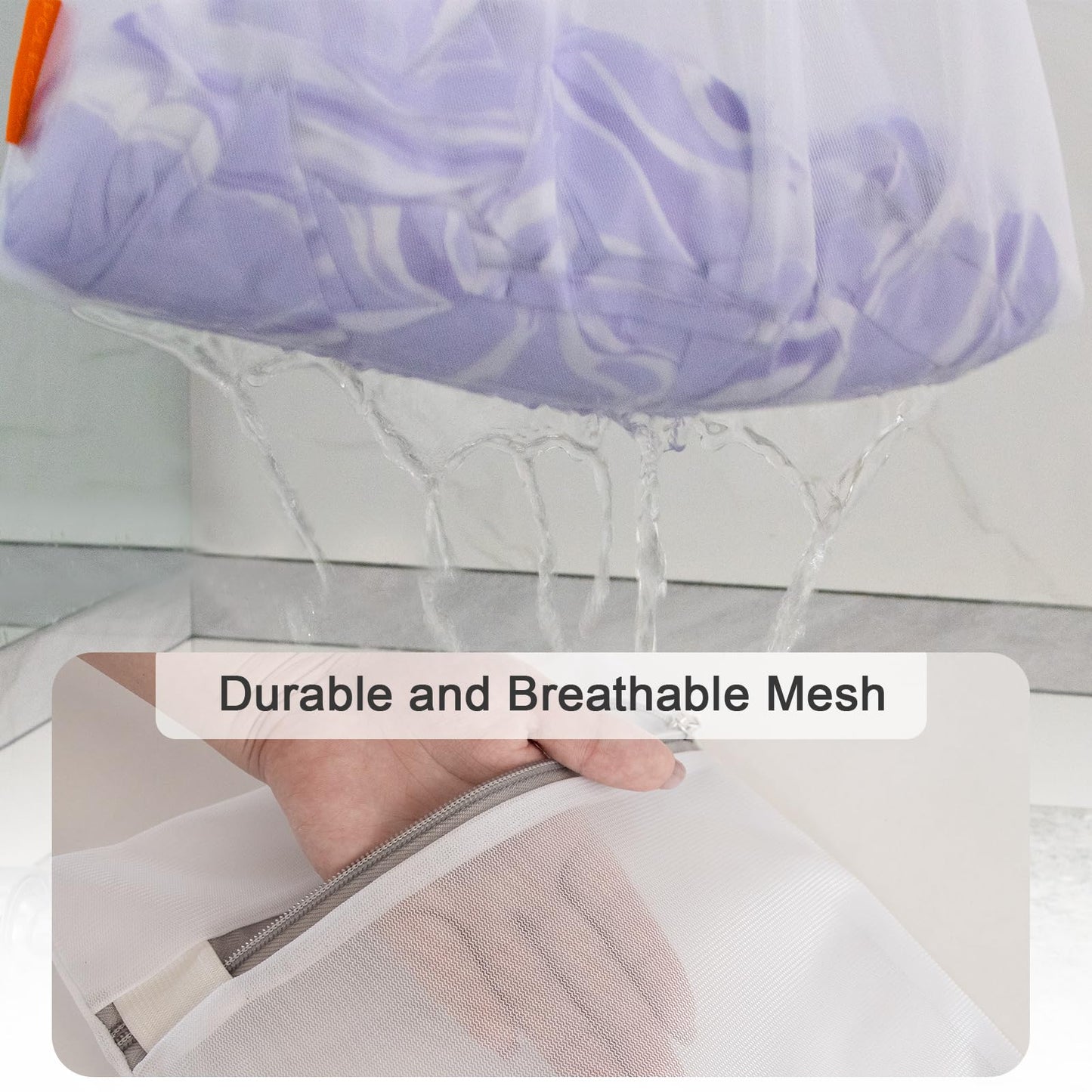 Polecasa Lead-free Premium Soft Fine Mesh Laundry Bags with Sturdy Zipper for Delicates - 2 Pack Jumbo Durable Laundry Wash Bags - Protect Clothes in Washing Machine - 24 x 24 Inches