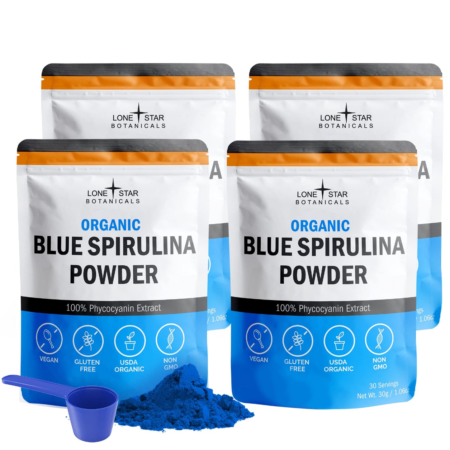 Organic Blue Spirulina Powder - 100% Pure Superfood, Blue-Green Algae, No Fishy Smell, Natural Food Coloring for Smoothies & Protein Drinks - Non GMO, Gluten-Free, Vegan + USDA Certified, 30 Servings