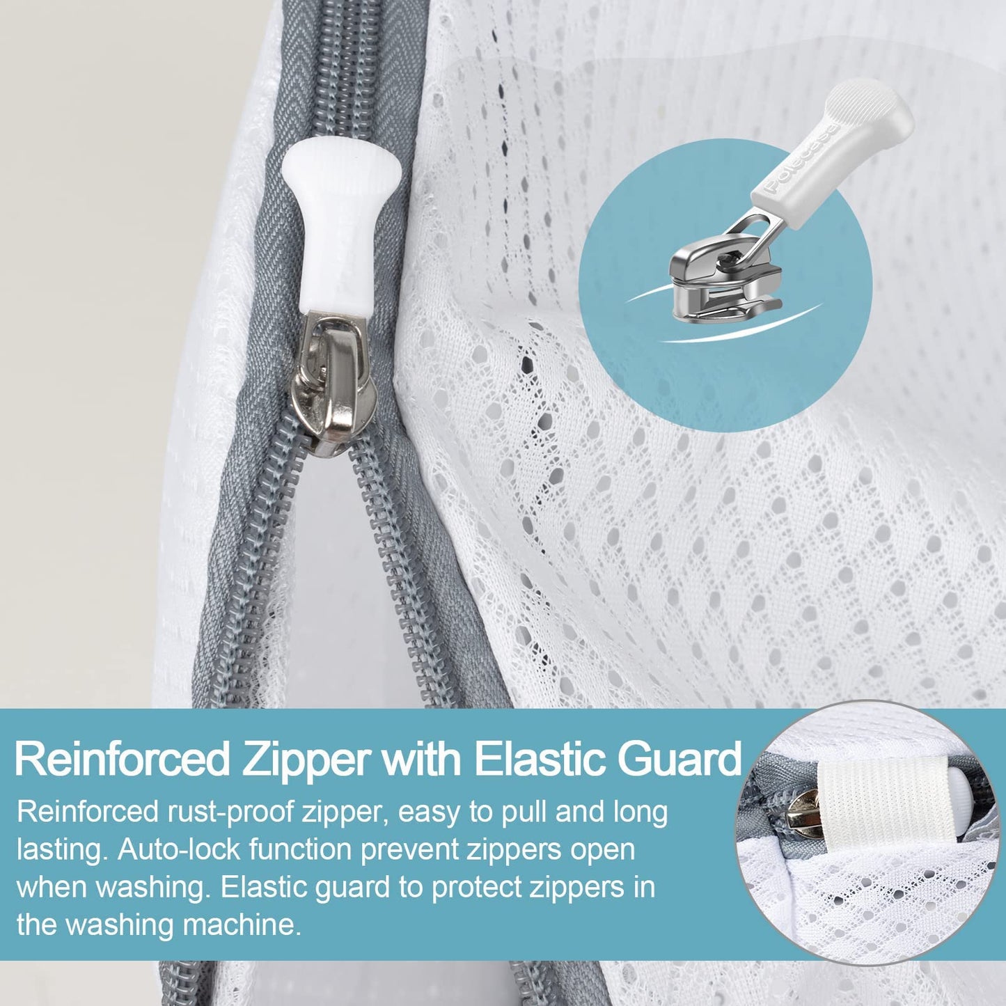 Polecasa Lead-free Premium Soft Fine Mesh Laundry Bags with Sturdy Zipper for Delicates - 2 Pack Jumbo Durable Laundry Wash Bags - Protect Clothes in Washing Machine - 24 x 24 Inches
