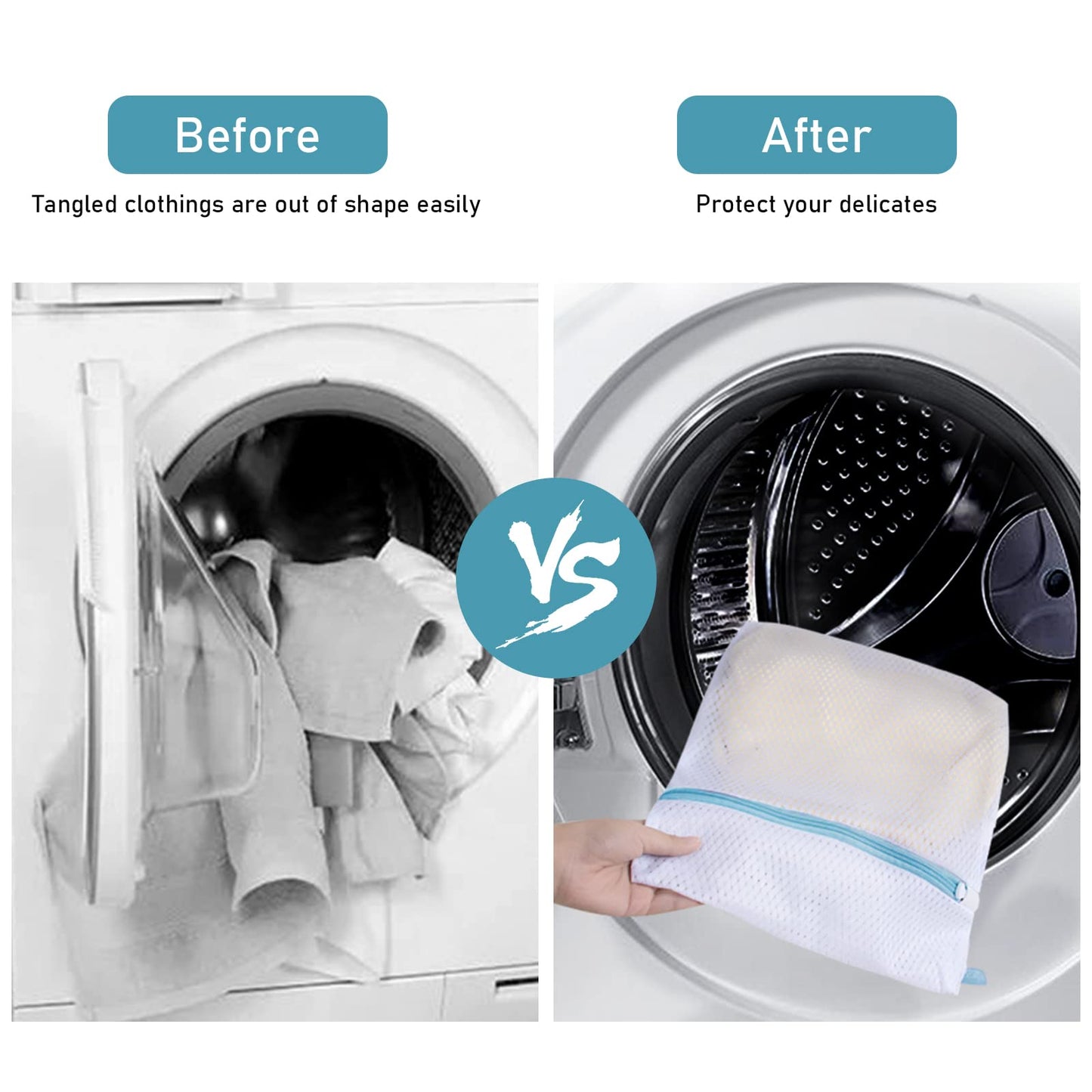 Polecasa Lead-free Premium Soft Fine Mesh Laundry Bags with Sturdy Zipper for Delicates - 2 Pack Jumbo Durable Laundry Wash Bags - Protect Clothes in Washing Machine - 24 x 24 Inches