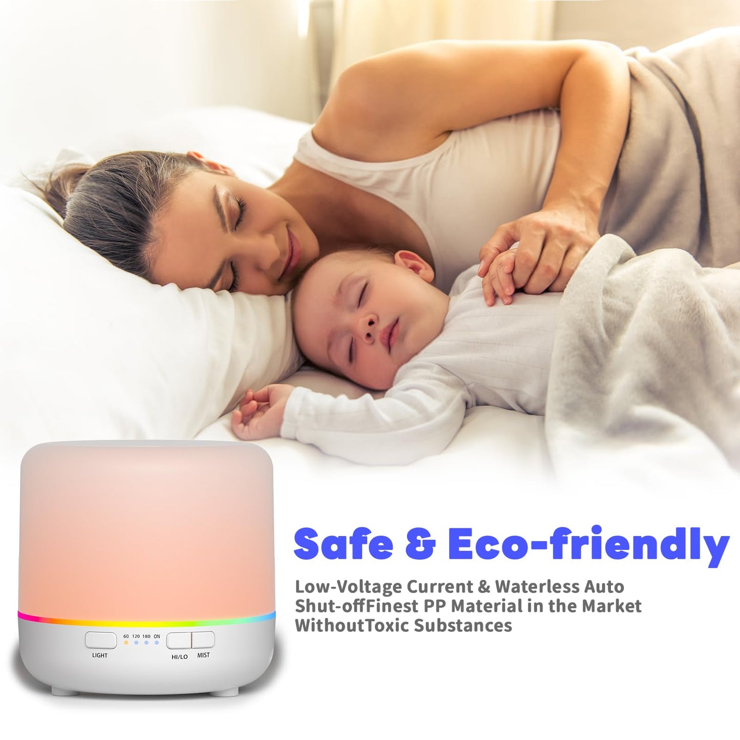 Aroma Diffusers 200ml Colorful Essential Oil Diffuser with Adjustable Mist Mode,Auto Off Aroma Diffuser for Bedroom/Office/Trip
