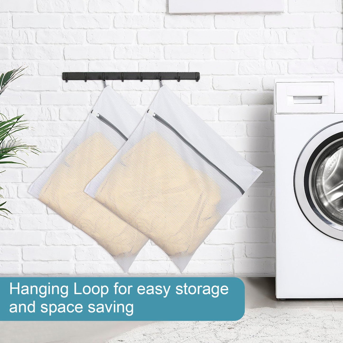 Polecasa Lead-free Premium Soft Fine Mesh Laundry Bags with Sturdy Zipper for Delicates - 2 Pack Jumbo Durable Laundry Wash Bags - Protect Clothes in Washing Machine - 24 x 24 Inches