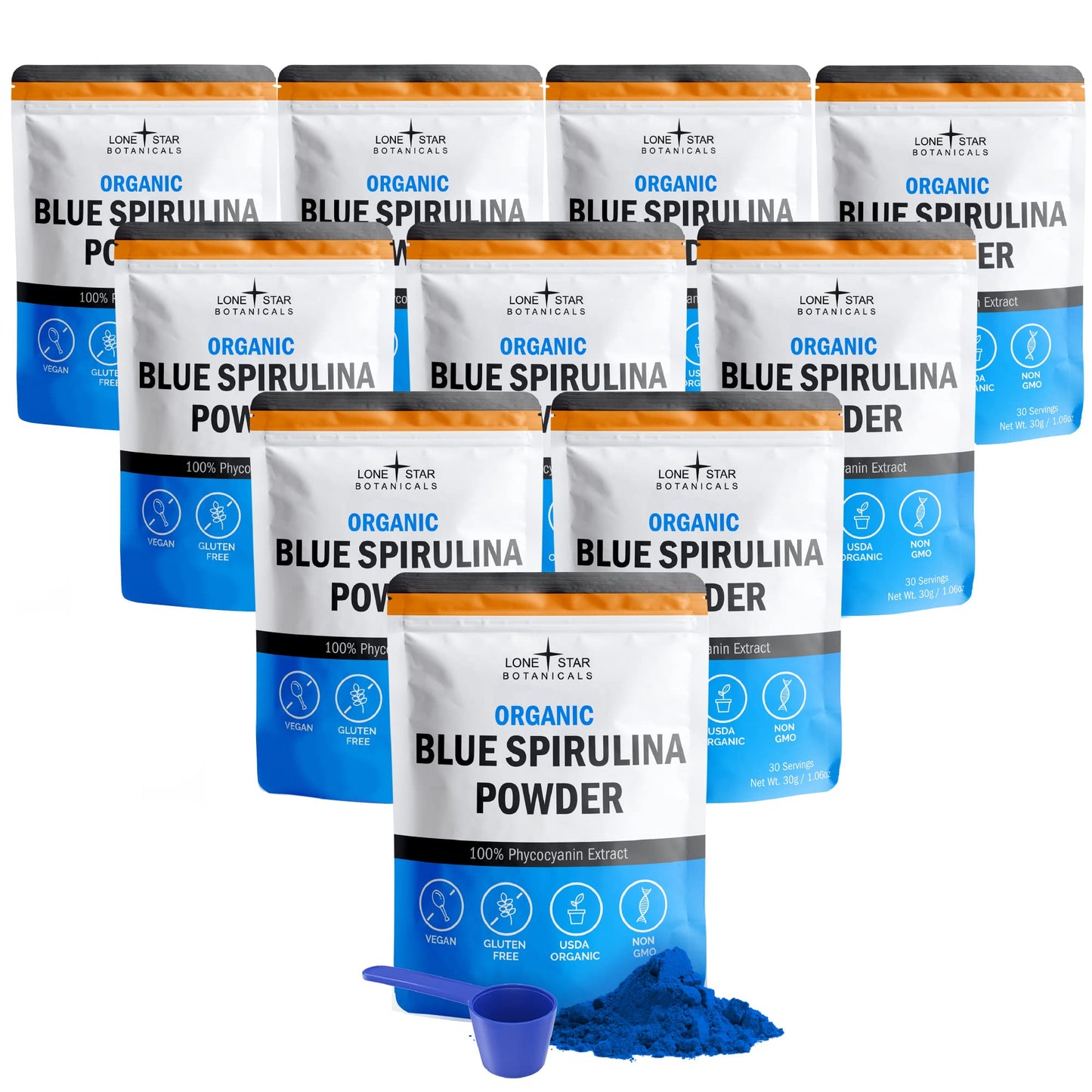 Organic Blue Spirulina Powder - 100% Pure Superfood, Blue-Green Algae, No Fishy Smell, Natural Food Coloring for Smoothies & Protein Drinks - Non GMO, Gluten-Free, Vegan + USDA Certified, 30 Servings