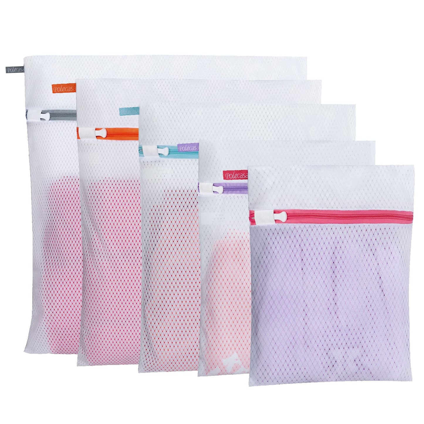 Polecasa Lead-free Premium Soft Fine Mesh Laundry Bags with Sturdy Zipper for Delicates - 2 Pack Jumbo Durable Laundry Wash Bags - Protect Clothes in Washing Machine - 24 x 24 Inches