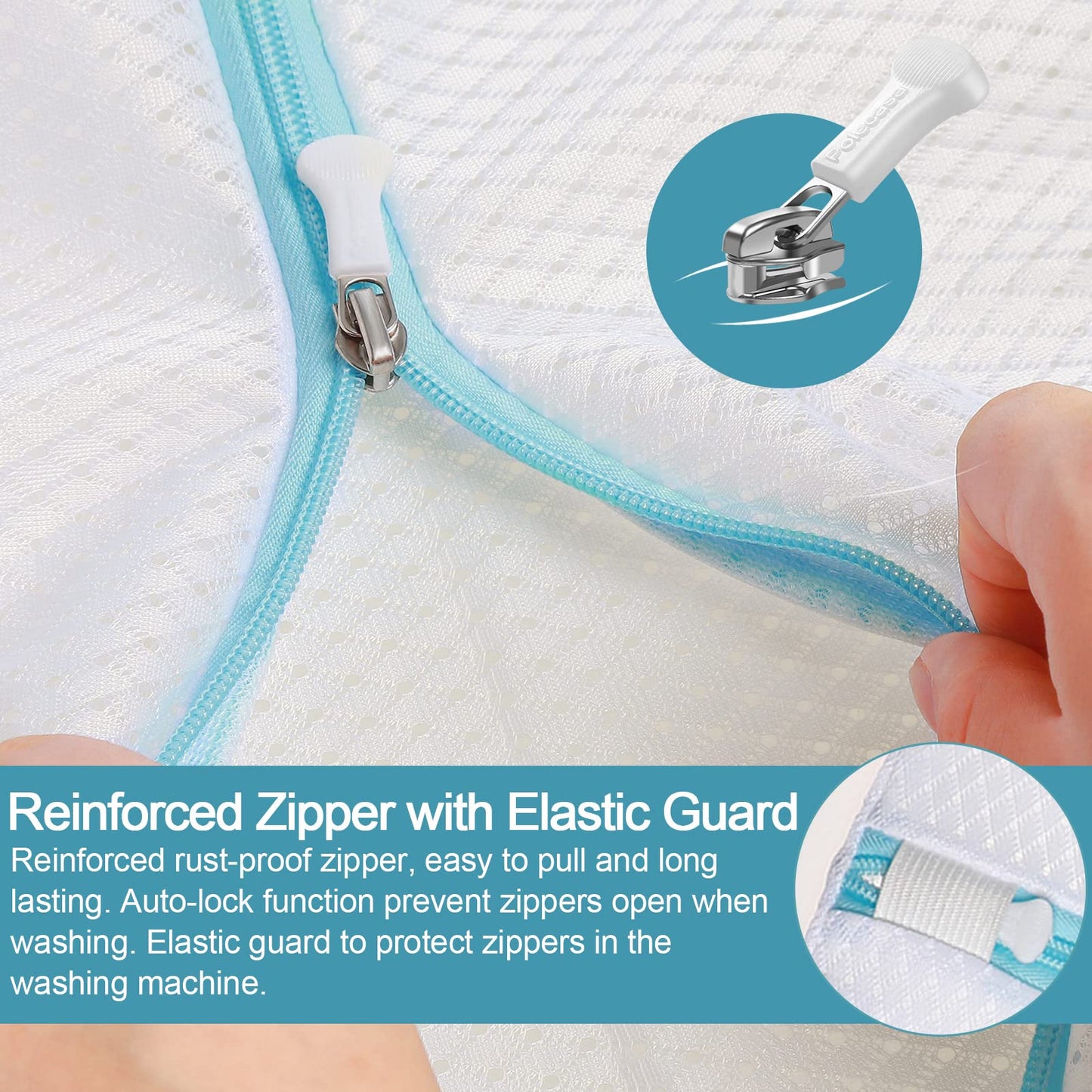 Polecasa Lead-free Premium Soft Fine Mesh Laundry Bags with Sturdy Zipper for Delicates - 2 Pack Jumbo Durable Laundry Wash Bags - Protect Clothes in Washing Machine - 24 x 24 Inches