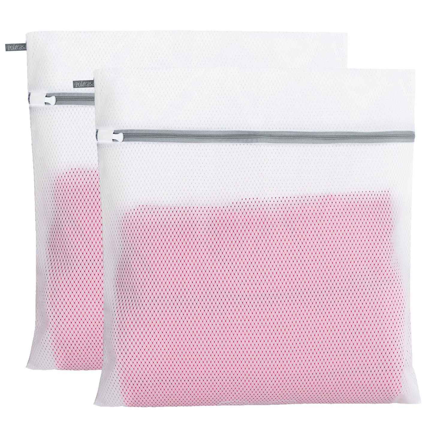 Polecasa Lead-free Premium Soft Fine Mesh Laundry Bags with Sturdy Zipper for Delicates - 2 Pack Jumbo Durable Laundry Wash Bags - Protect Clothes in Washing Machine - 24 x 24 Inches