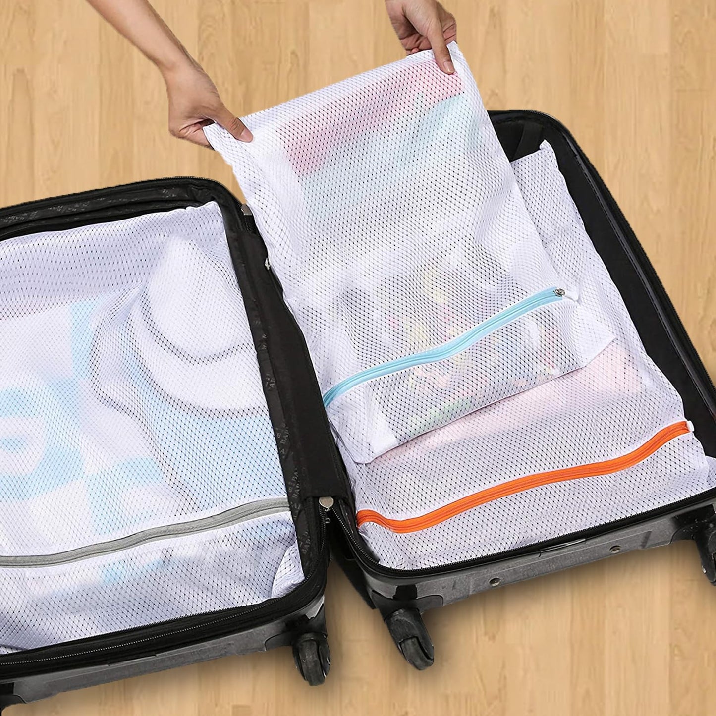 Polecasa Lead-free Premium Soft Fine Mesh Laundry Bags with Sturdy Zipper for Delicates - 2 Pack Jumbo Durable Laundry Wash Bags - Protect Clothes in Washing Machine - 24 x 24 Inches