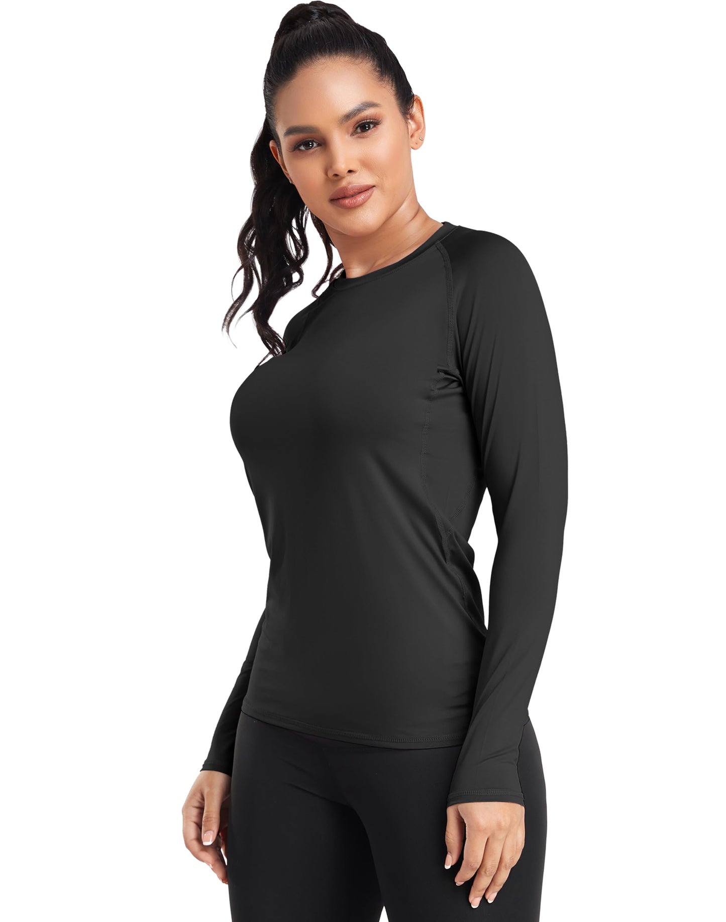 TELALEO 4 Pack Women's Compression Shirt Long Sleeve Performance Workout Baselayer Athletic Top Sports Gear