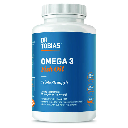 Dr. Tobias Omega 3 Fish Oil, 2000mg Triple Strength Omega 3 Supplement with 800mg EPA 600mg DHA Per Serving, Fish Oil Omega 3 Supplements for Heart, Brain & Immune Support, 60 Softgels, 30 Servings