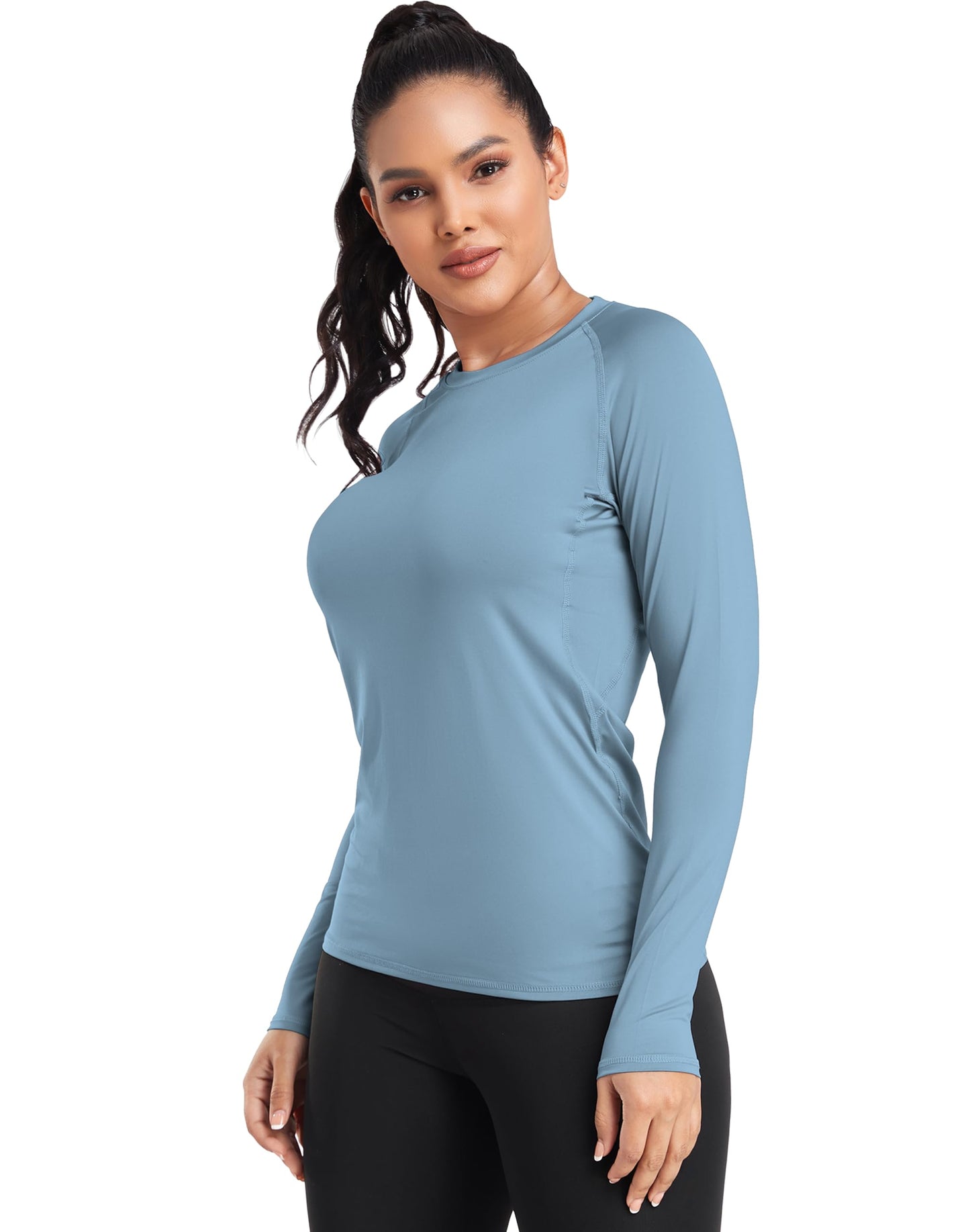 TELALEO 4 Pack Women's Compression Shirt Long Sleeve Performance Workout Baselayer Athletic Top Sports Gear