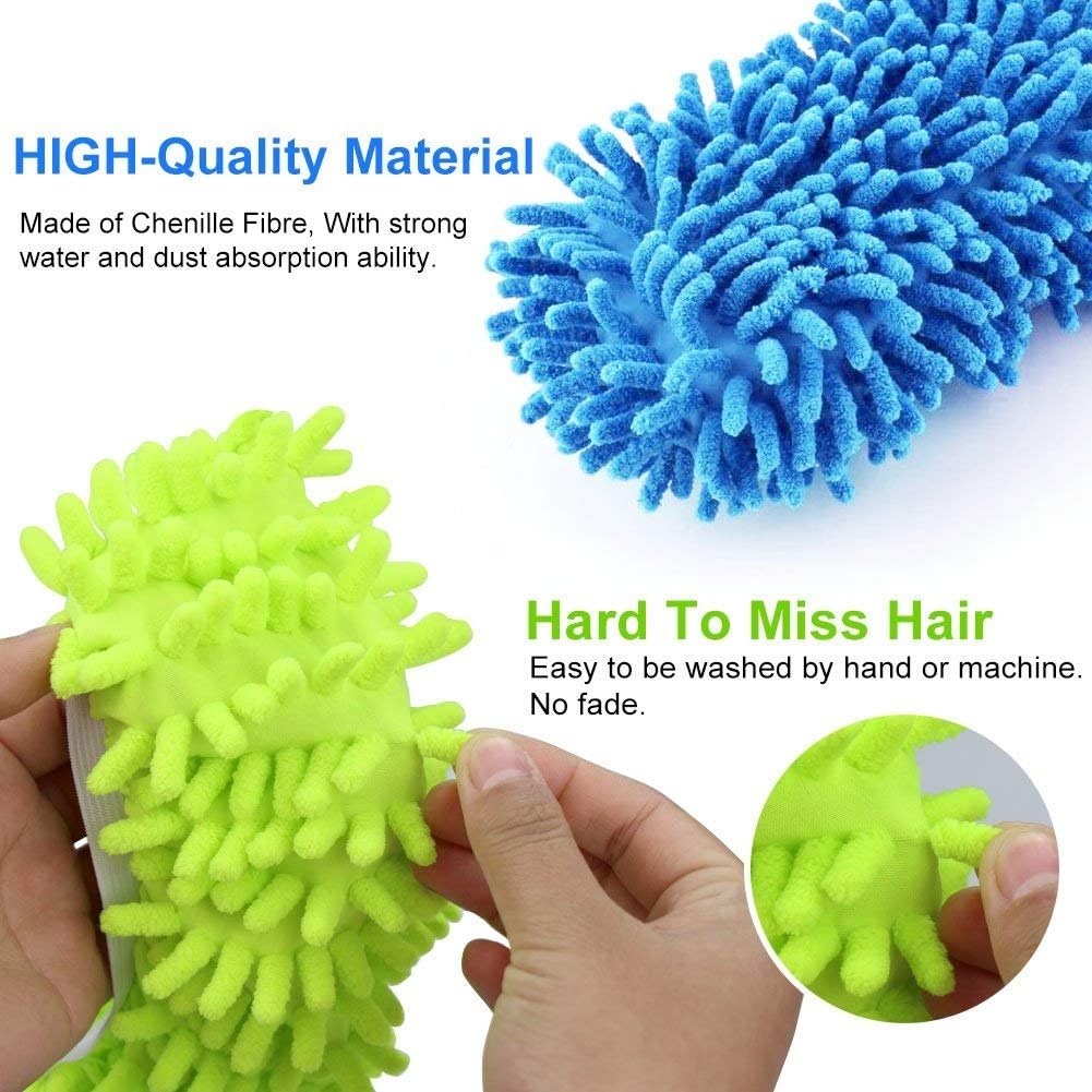 5-Pairs Mop Slippers Shoes for Floor Cleaning, 10 Pcs Washable Microfiber Shoes Cover Foot Dust Hair Cleaners Sweeping House Office Bathroom Kitchen Reusable Mops for Women