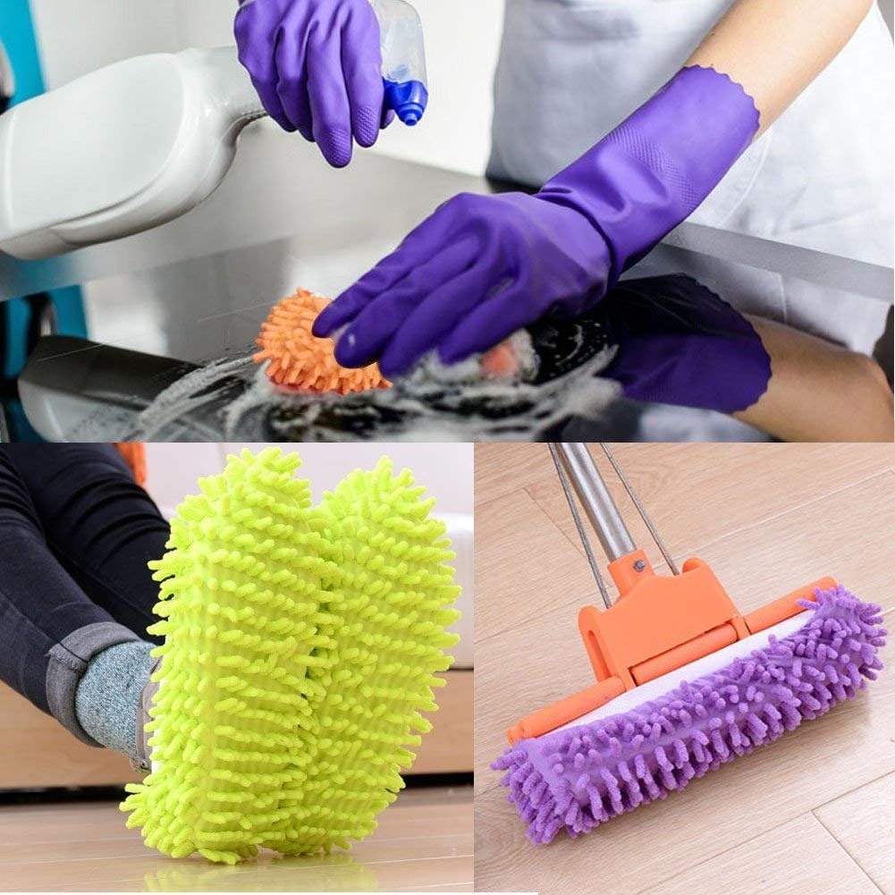 5-Pairs Mop Slippers Shoes for Floor Cleaning, 10 Pcs Washable Microfiber Shoes Cover Foot Dust Hair Cleaners Sweeping House Office Bathroom Kitchen Reusable Mops for Women