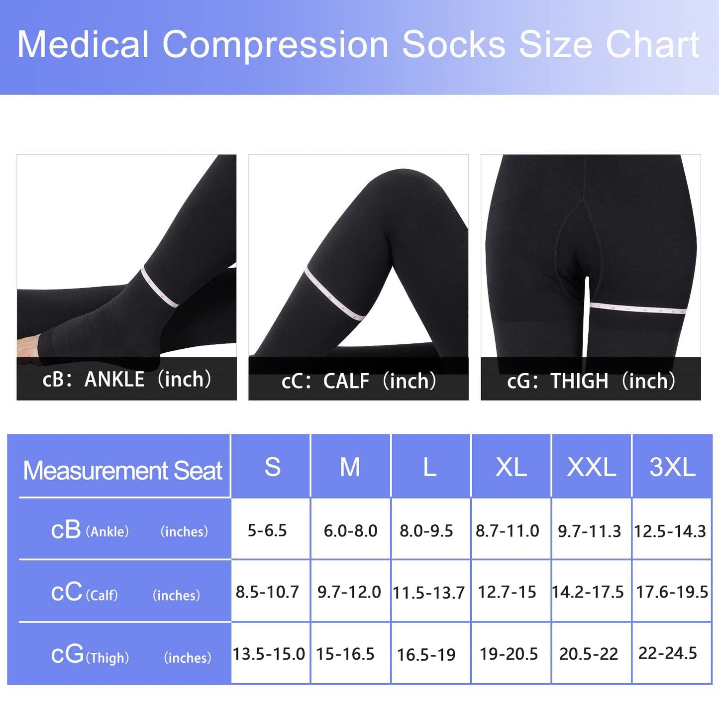 Medical Compression Pantyhose for Women & Men, 20-30mmHg Compression Stockings