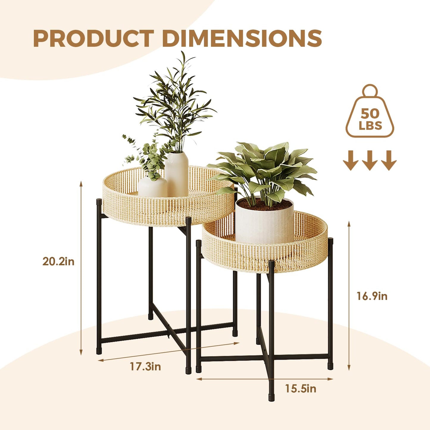 Bamworld Plant Stand with Wheels for Indoor Plants Wood Outdoor Tiered Shelf 3 Tire 7 Potted Ladder Plant Holder Table Pot Stand for Window Garden Balcony Patio Living Room (natureDL)