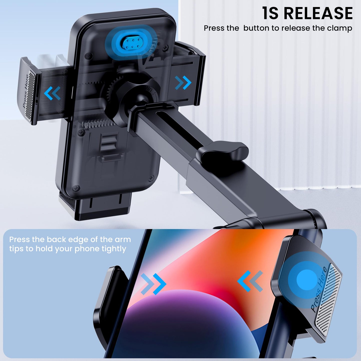 Phone Holder Car Mount for iPhone [Powerful Suction] Phone Mount for Car Dashboard Windshield Air Vent Universal Accessories [Thick Cases Friendly] Automobile Phone Holder Fit iPhone Smartphone