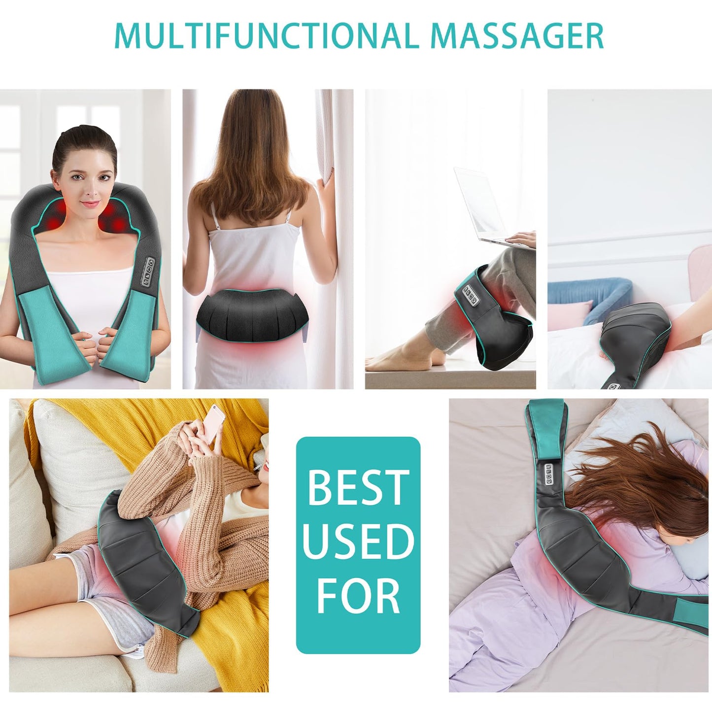 AERLANG Shiatsu Back and Neck Massager, Back Massager Deep Tissue Kneading Massager Neck and Shoulder Massager with Heat, Electric 4D Massage Pillow Fathers Day Dad Gifts from Daughter(NOT Cordless)