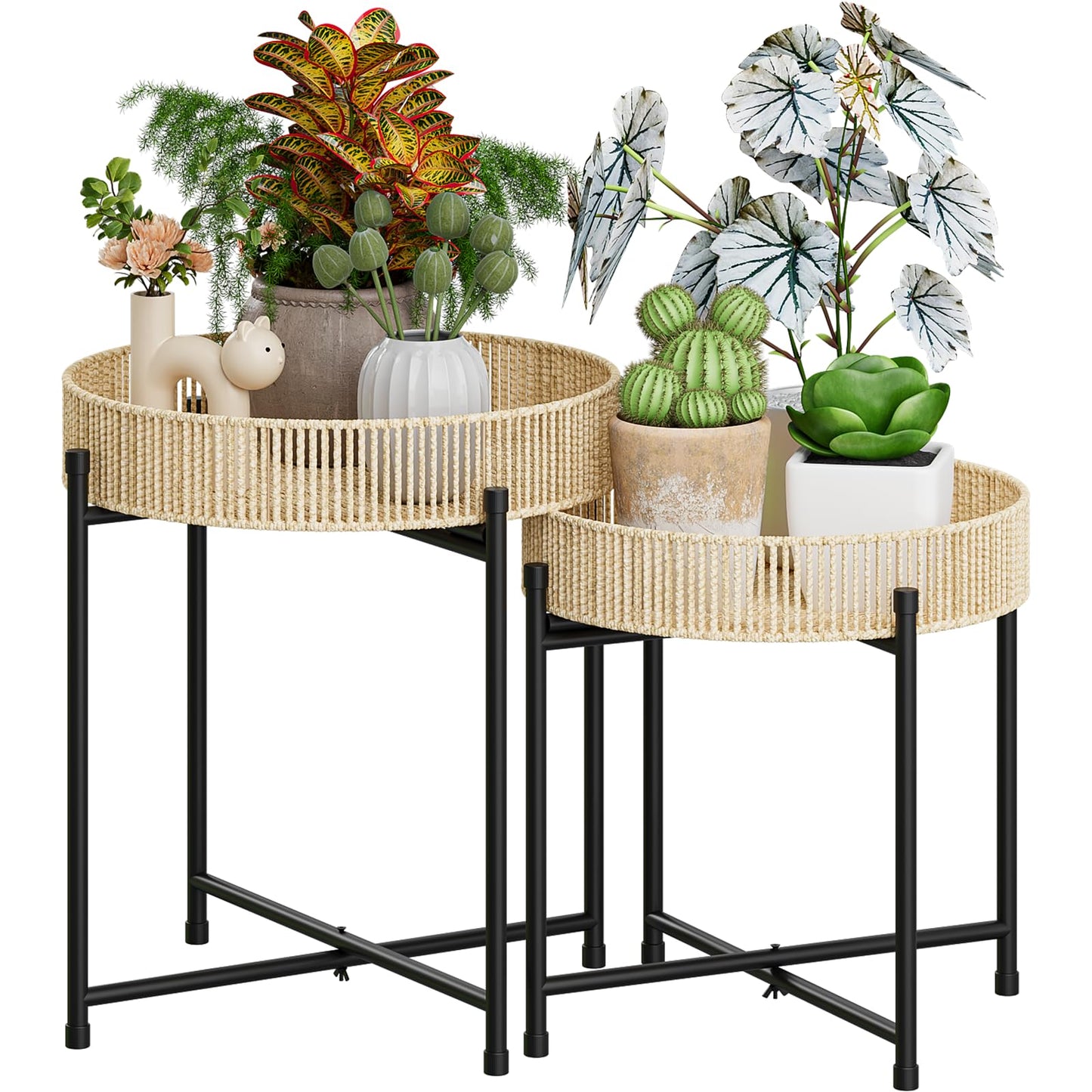 Bamworld Plant Stand with Wheels for Indoor Plants Wood Outdoor Tiered Shelf 3 Tire 7 Potted Ladder Plant Holder Table Pot Stand for Window Garden Balcony Patio Living Room (natureDL)