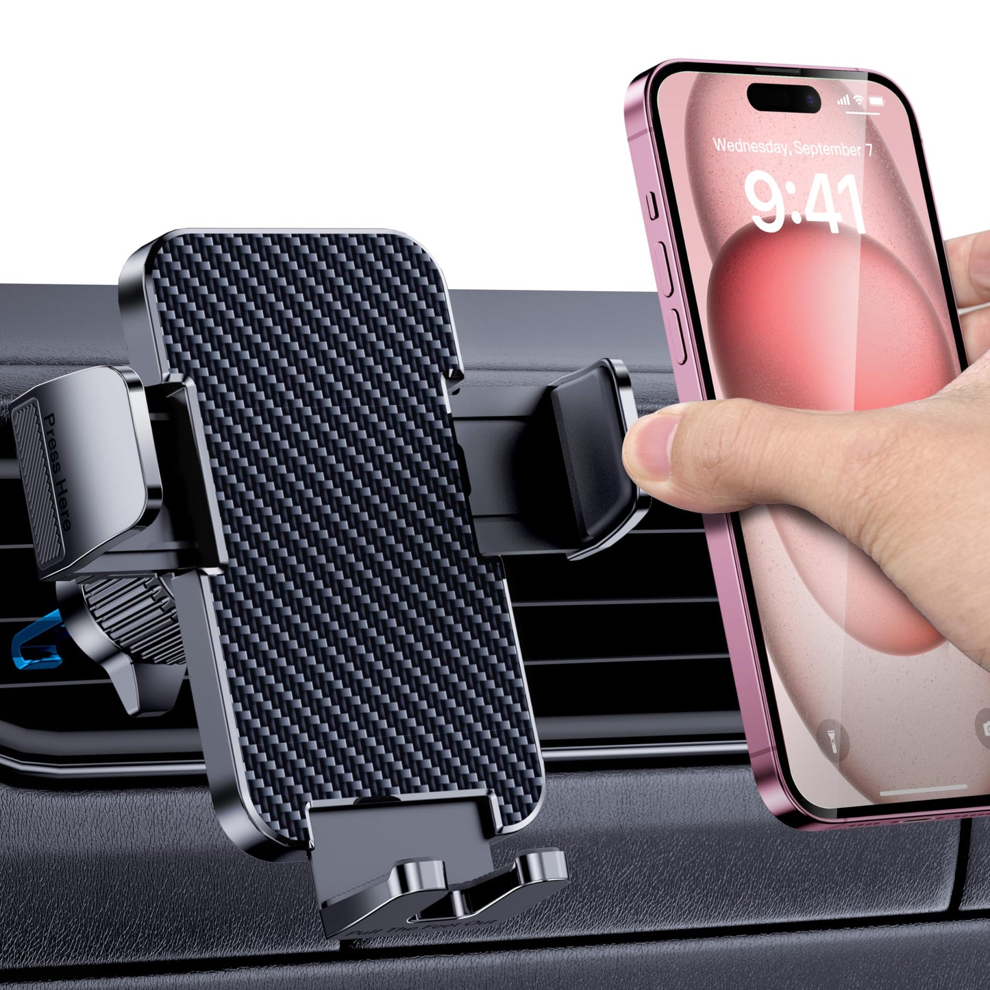 Phone Holder Car Mount for iPhone [Powerful Suction] Phone Mount for Car Dashboard Windshield Air Vent Universal Accessories [Thick Cases Friendly] Automobile Phone Holder Fit iPhone Smartphone