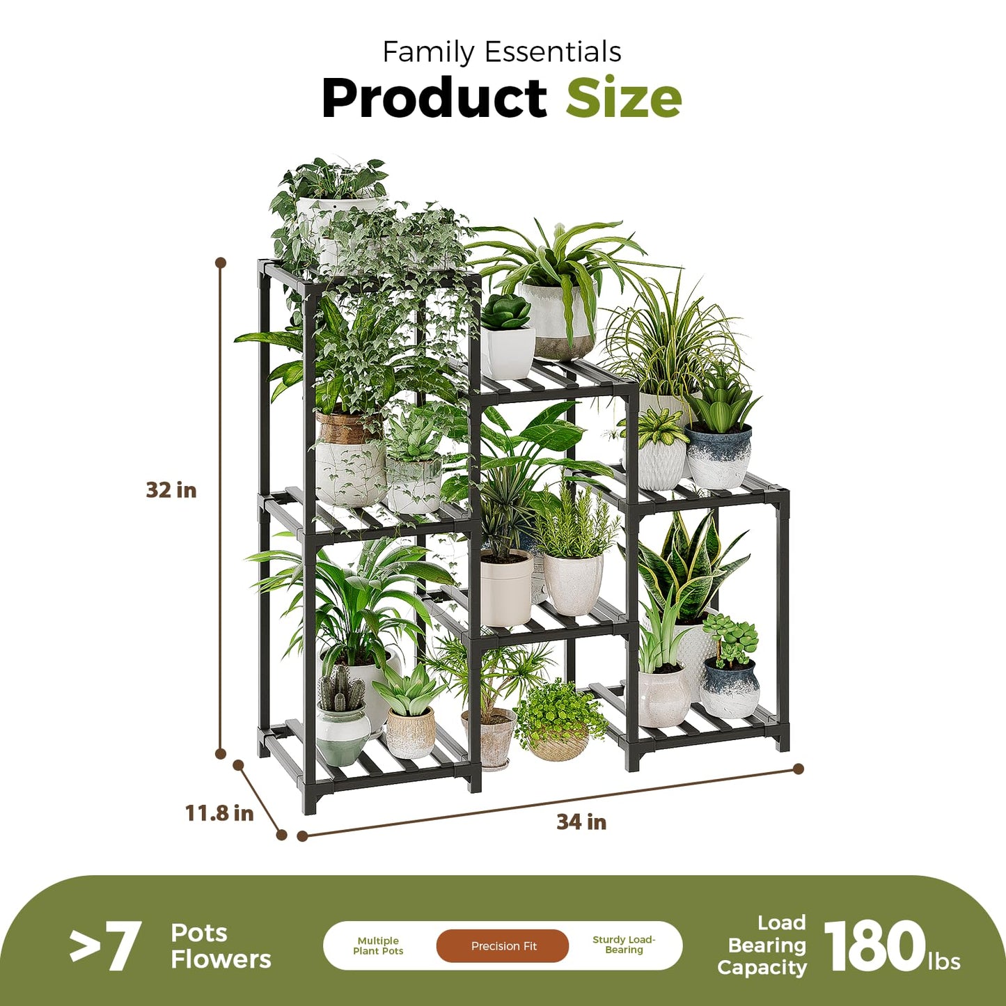 Bamworld Plant Stand with Wheels for Indoor Plants Wood Outdoor Tiered Shelf 3 Tire 7 Potted Ladder Plant Holder Table Pot Stand for Window Garden Balcony Patio Living Room (natureDL)