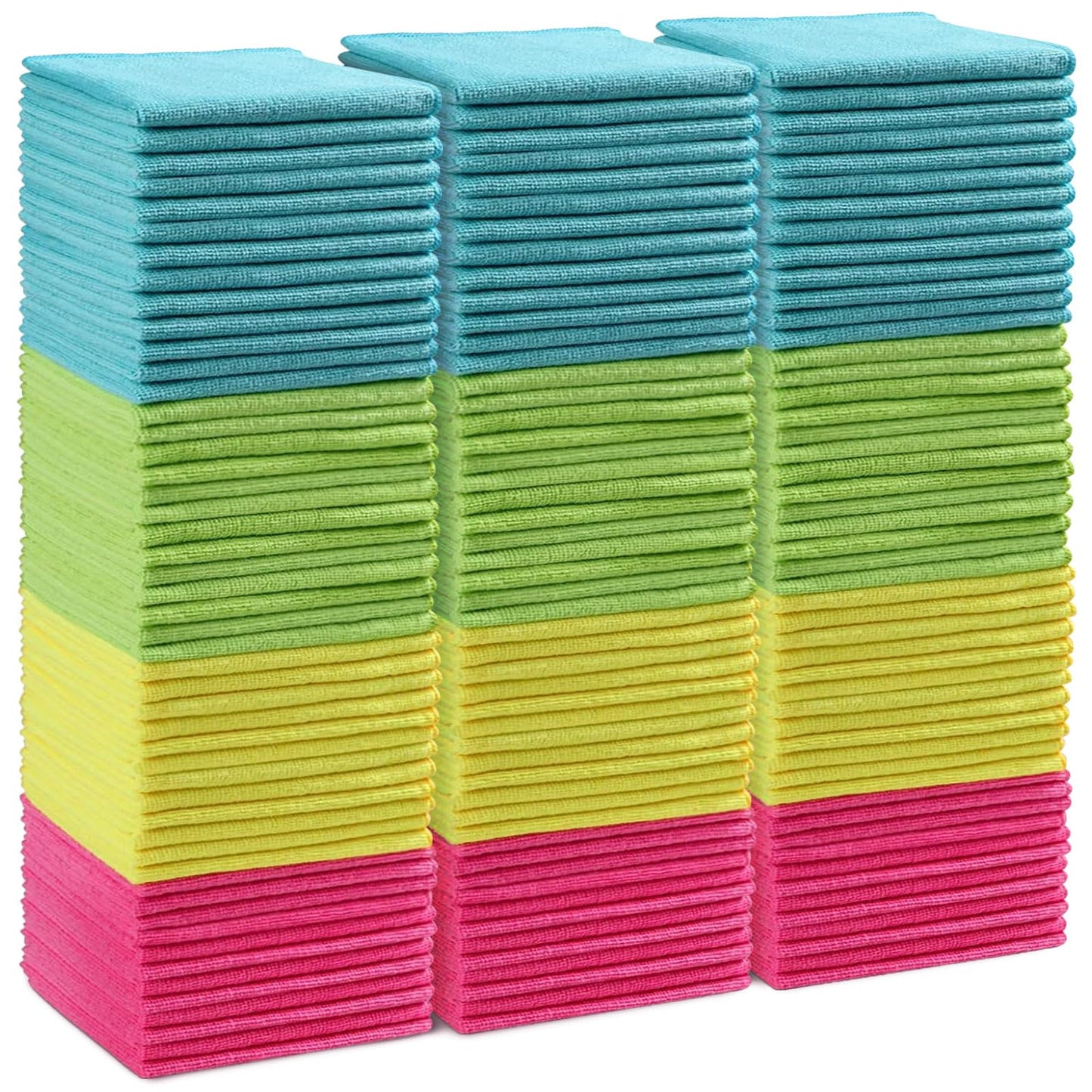 HOMEXCEL Microfiber Cleaning Cloth,12 Pack Cleaning Rag,Cleaning Towels with 4 Color Assorted,11.5"X11.5"(Green/Blue/Yellow/Pink)