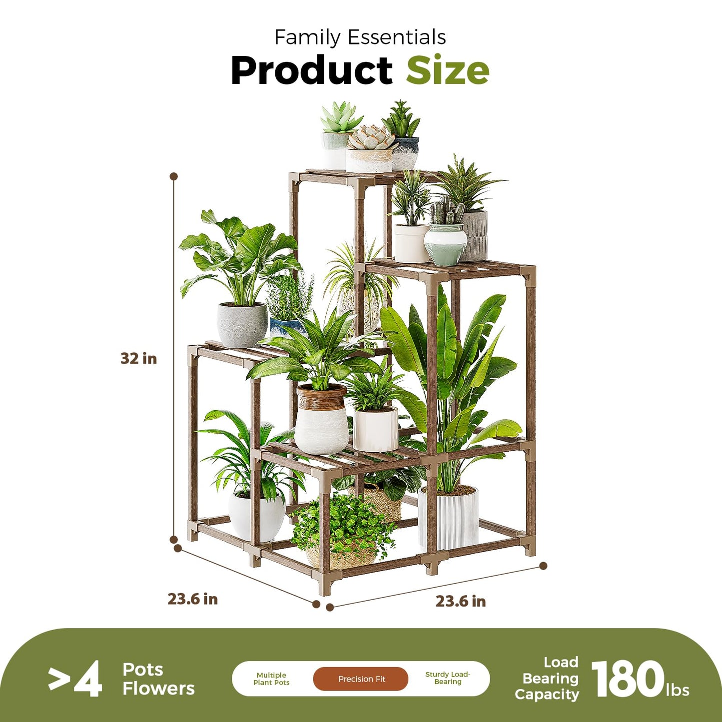 Bamworld Plant Stand with Wheels for Indoor Plants Wood Outdoor Tiered Shelf 3 Tire 7 Potted Ladder Plant Holder Table Pot Stand for Window Garden Balcony Patio Living Room (natureDL)